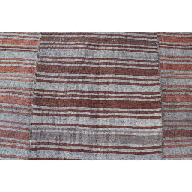 Vintage Turkish Tribal Kilim Rug With Rich Multicolored Stripes 6'5 X 10'4 For Sale - Image 4 of 9