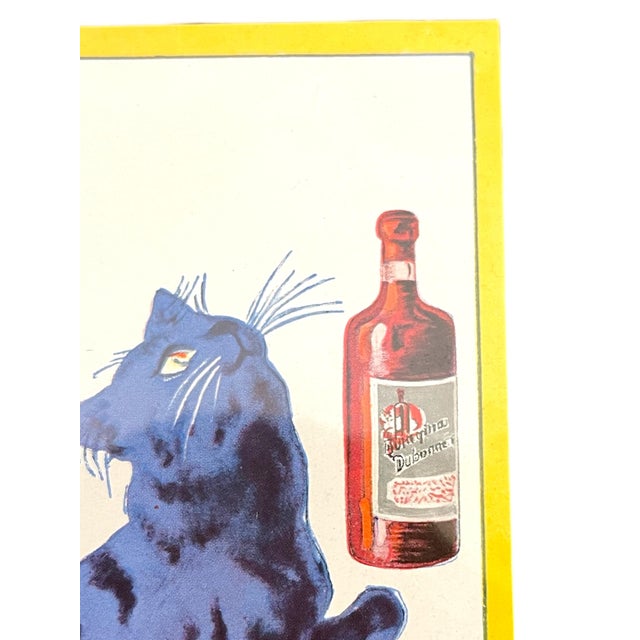 French Dubonnet Advertising Poster Print With Blue Cat Design, 1937 D'Ornellas. For Sale - Image 10 of 11