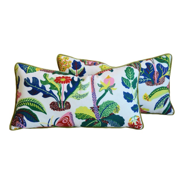 Custom Schumacher Exotic Butterfly Feather/Down Pillows 24" X 13" - Pair For Sale