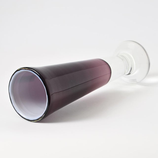 Aubergine Opaline Glass Vase from Tarnowiec, 1970s For Sale - Image 6 of 7