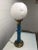 1960s Mid-Century Globe Table Lamp With Rose Embossed Milk Glass Diffuser With Shade For Sale - Image 5 of 13