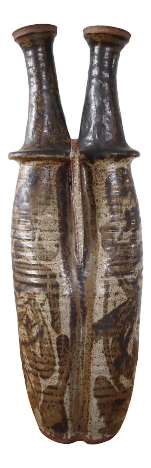 Mid 20th Century Ceramic Double Neck Spout Twin Vase
