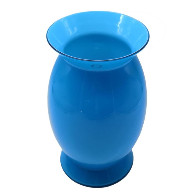 Vase from the Idalion series designed by Alessandro Mendini for the Muranese Venini company, blue jacketed glass, signed...
