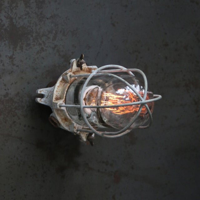 Vintage Industrial Grey Cast Iron Clear Glass Flush Mount by Industria Rotterdam For Sale - Image 4 of 6