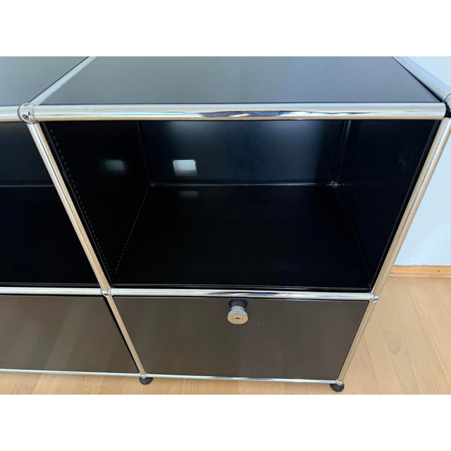Black Ral 9011 Sideboard with 8 Compartments, 4 Doors and Pull-Out Shelf by Fritz Haller for USM Haller, Switzerland, 2000s For Sale - Image 14 of 18