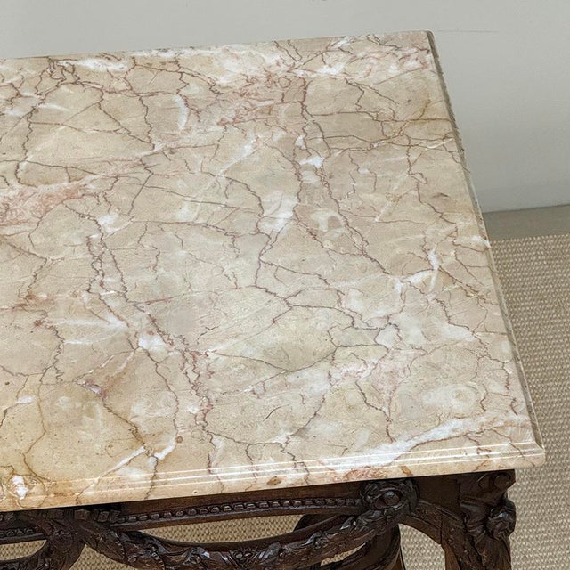 19th Century Belgian Louis XVI Transitional Walnut Marble-Top Table For Sale - Image 18 of 18