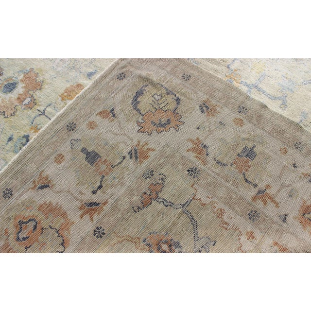 Turkish Oushak Rug With Neutral Color Palette and All-Over Flower Design For Sale - Image 10 of 10