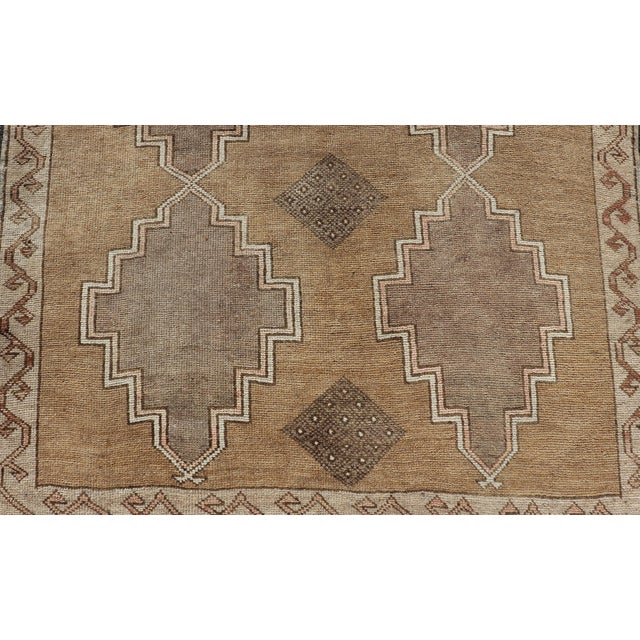 Taupe Vintage Turkish Kars Gallery Rug With Repeating Medallions in Taupe and Beige For Sale - Image 8 of 12