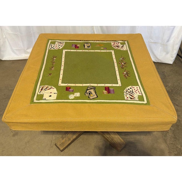 Bespoke 1975 Custom Needlepoint & Oak Pedestal Game Table With Matching Cover For Sale - Image 14 of 15