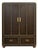 20th -C. Regency Campaign Style Leather and Brass Bar Cabinet / Armoire For Sale