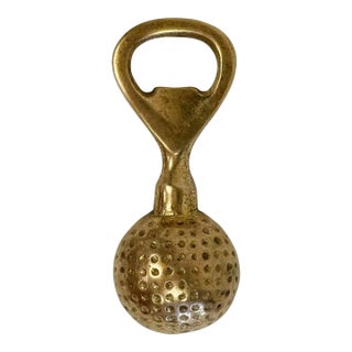 Vintage Solid Brass Golf Ball Bottle Opener For Sale
