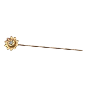 Vintage Late Victorian 14 Karat Gold & Diamond Stick Pin