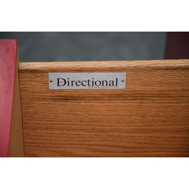 Red 1970's Campaign Style Red and Brass Storage Cabinet by Directional For Sale - Image 8 of 8