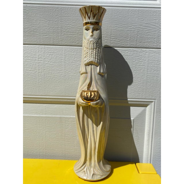 Ceramic Opalescent Ceramic King Figure For Sale - Image 7 of 7
