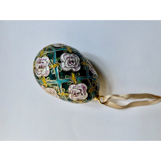 Faberge Style Cloisonne Enamel Egg Ornament, 1970's For Sale - Image 10 of 16