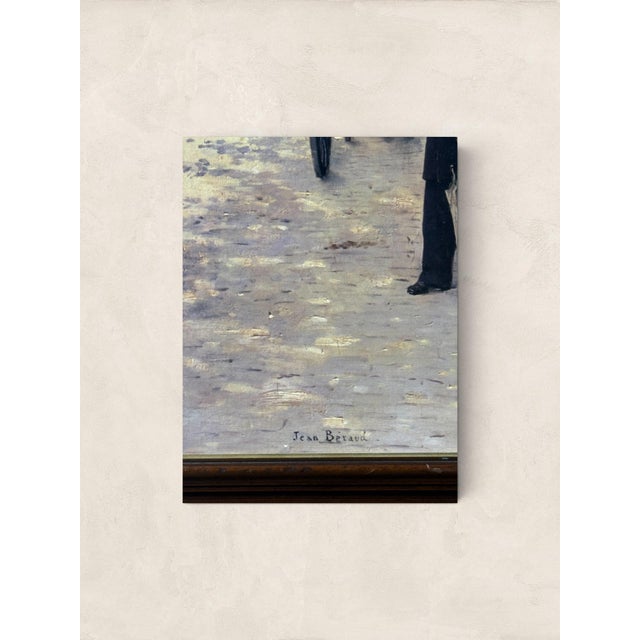 Vintage English Giclée Paris Street Scene, oil painting after Jean Béraud A giclée reproduction of a Jean Béraud Paris...