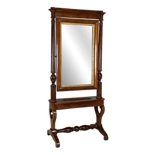 Empire Italian Self-Supporting Floor Mirror in Wood, 1850s For Sale