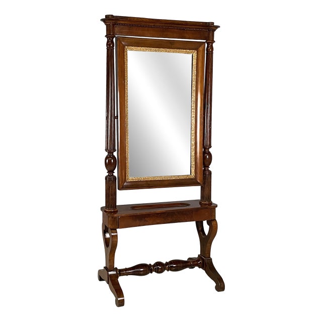 Empire Italian Self-Supporting Floor Mirror in Wood, 1850s For Sale
