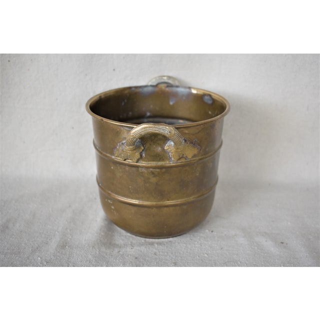 Indian Vintage Brass Cachepot with Leaf Handles For Sale - Image 3 of 8