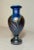 Vintage Miniature Hand Blown Pulled Feather Blue Iridescent Studio Glass Vase For Sale - Image 4 of 10