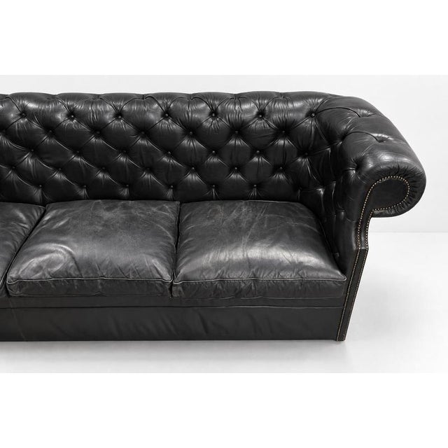 Vintage Chesterfield Black Leather Sofa, 1980s For Sale - Image 4 of 11