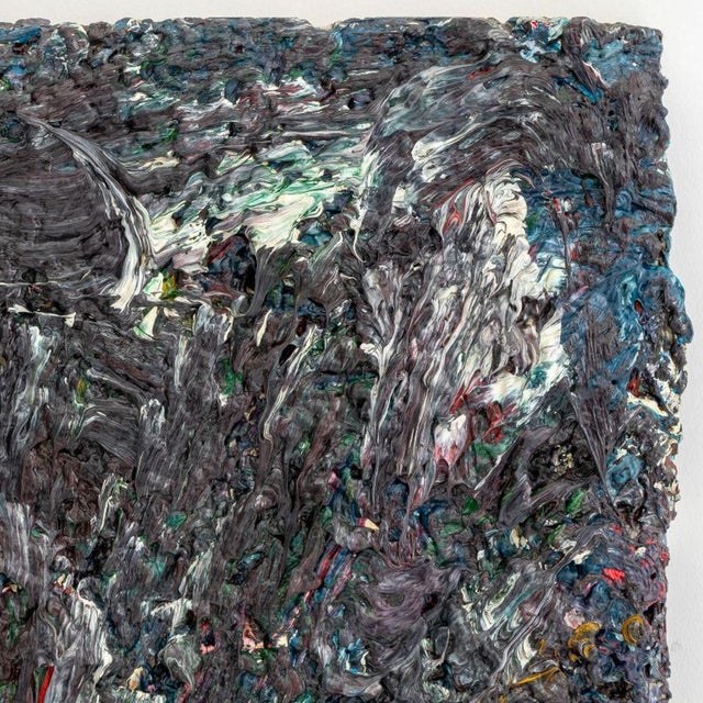 Andy Miller (American, b. 1950), Abstract Composition, Oil on Canvas, 1985, impasto details, in gray and purple with red,...
