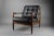 1950s Mid-Century Danish Black Leather and Wood Lounge Chair by Grete Jalk, 1955 For Sale - Image 5 of 13