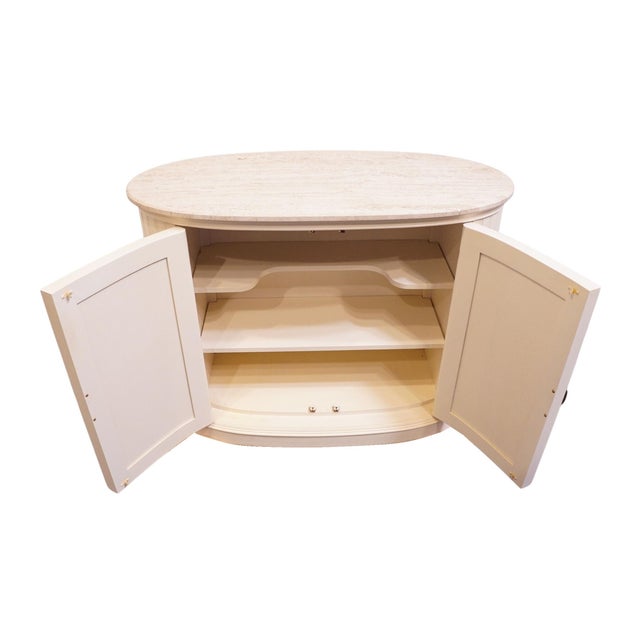Century Furniture Coastal Contemporary Style 46" White Oval Console / Server Buffet W. White Granite Top For Sale In Kansas City - Image 6 of 11