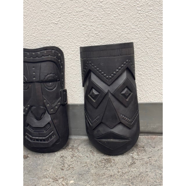 Akios Industries Hand Carved Native Wall Masks, Pair For Sale - Image 11 of 12
