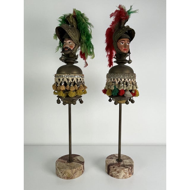 Sicilian Paladin Heads with Marble Bases, 1940s, Set of 2 For Sale - Image 17 of 18