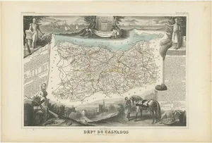 Antique Map of Calvados by V. Levasseur, 1854