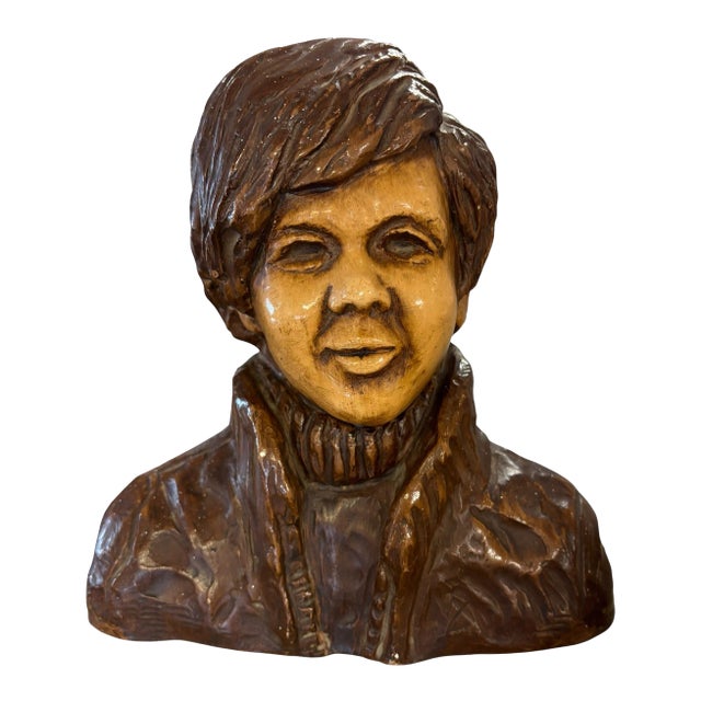 1971 Vintage Glazed Art Bust Sculpture Attributed to Robert Cole For Sale