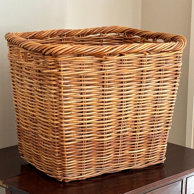 Wood Vintage French-Style Storage / Kindling Basket For Sale - Image 7 of 11