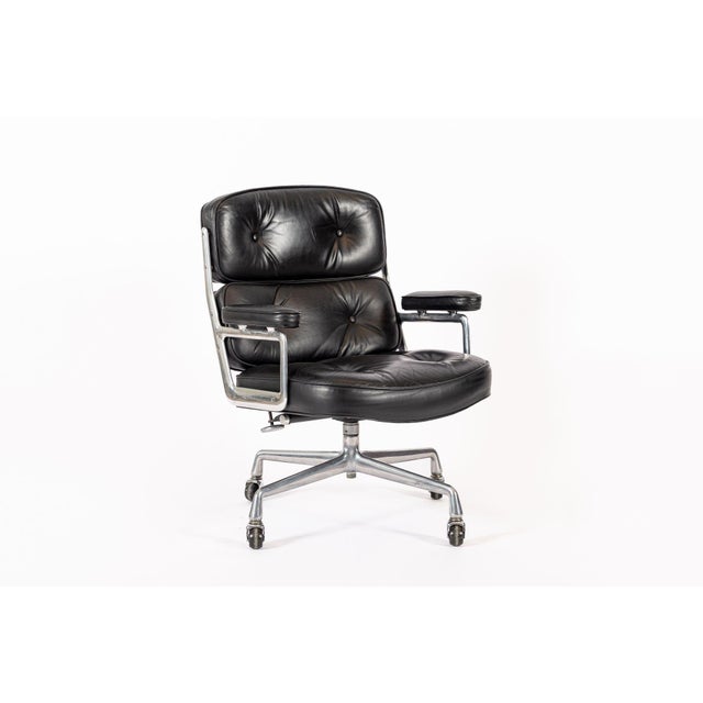 Eames for Herman Miller Time Life Black Leather Office Chairs, 1980s - Set of 4 For Sale - Image 18 of 18