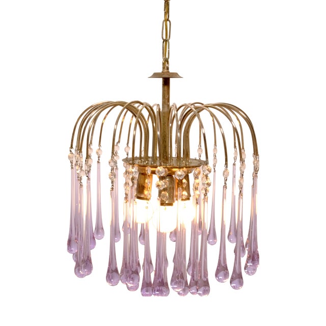 Murano Glass Drop Waterfall Chandelier, 1970s For Sale