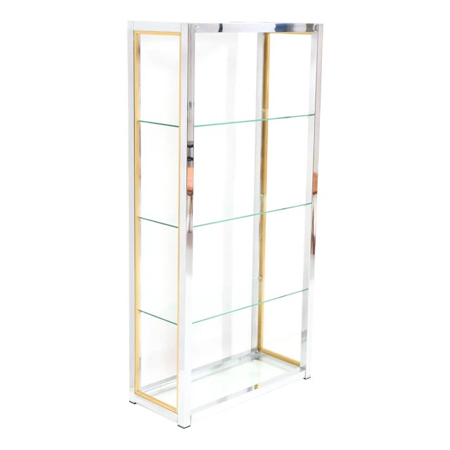 Hollywood Regency Italian Etagere in Chrome and Brass by Renato Zevi, 1970s For Sale