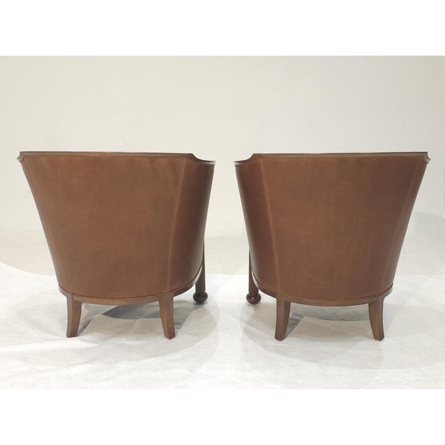 Tan Art Deco Bergère Chairs with Gaudy Edges, 2010s For Sale - Image 8 of 10