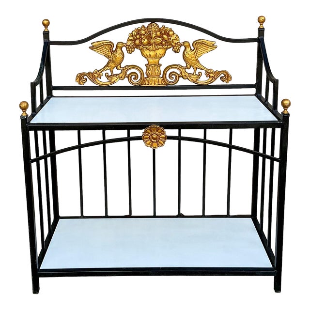 Italian Neo-Classical Style Cast Aluminum Console Table / Server / Etagere Pair Available For Sale