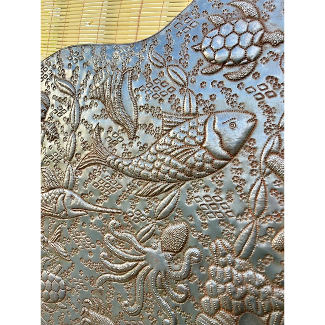Vintage Bohemian Hand-Embossed Sheet Metal King Size Headboard. Circa 1980s For Sale - Image 9 of 18