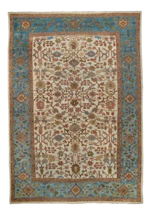 Late 19th Century Ivory Antique Mahal Rug - 10'9'' X 16'5''