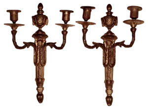 Early 19th Century French Brass Twin Wall Sconces, 1800s, Set of 2