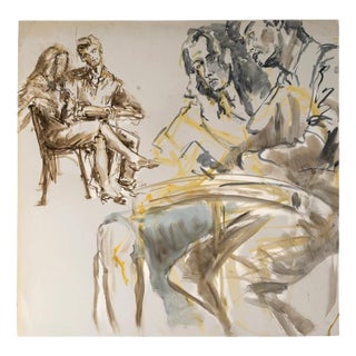 Unknown, Depicting a Couple, 20th Century, Watercolour on Paper For Sale