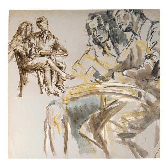 Unknown, Depicting a Couple, 20th Century, Watercolour on Paper For Sale