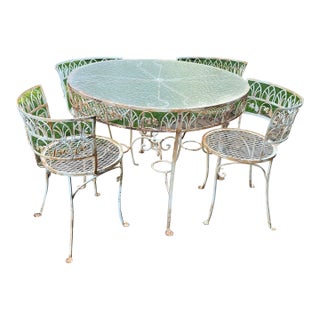 Russell Woodard Style Mid-Century Classic Parisian Patio Set, 5 Pieces For Sale
