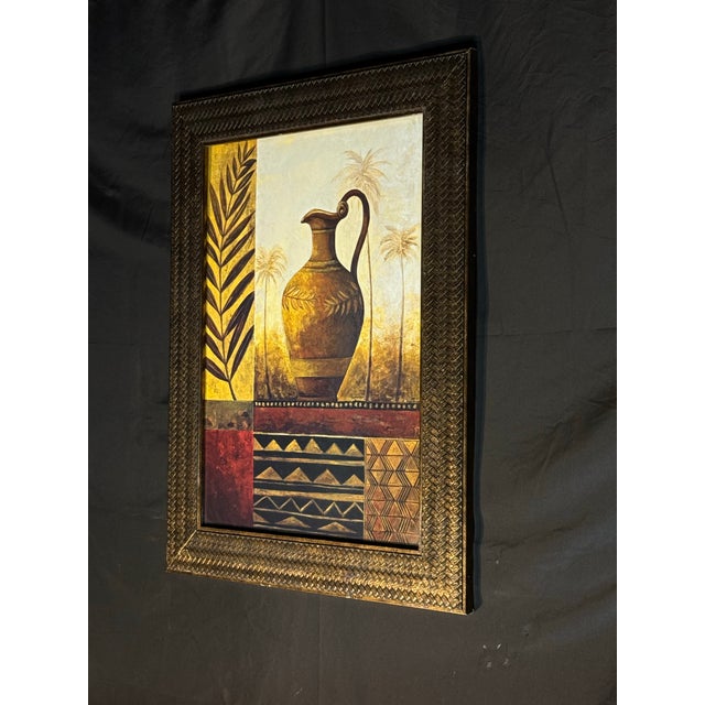 Mediterranean Urn and Palm Tree Framed Wall Art For Sale - Image 4 of 9