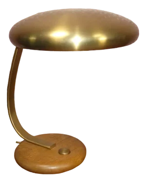 Brass & Wood UFO Table Lamp, 1970s