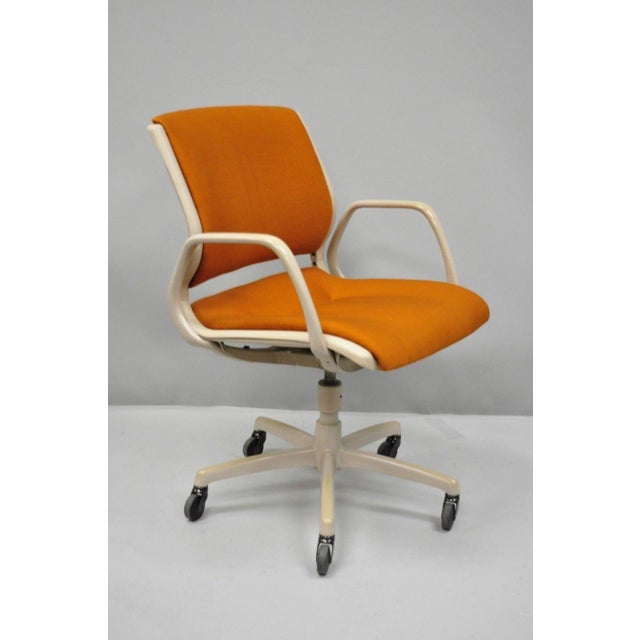 Vintage Steelcase Mid Century Modern Orange Rolling Office Desk Arm Chair Chairish
