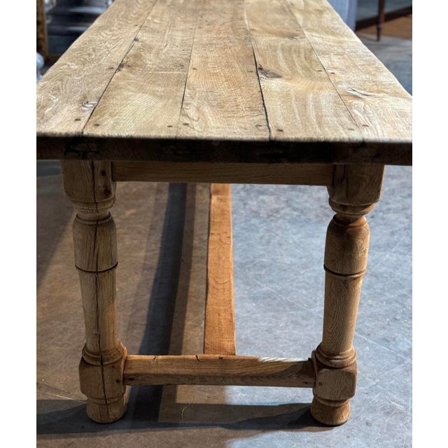 Bleached Oak Farmhouse Dining Table, 1920s For Sale - Image 9 of 18