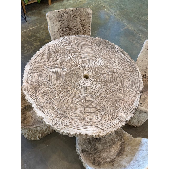 Sculpture Materials Mid 20th Century Faux Bois Garden Table and Chairs Set, 5 Pieces For Sale - Image 7 of 12