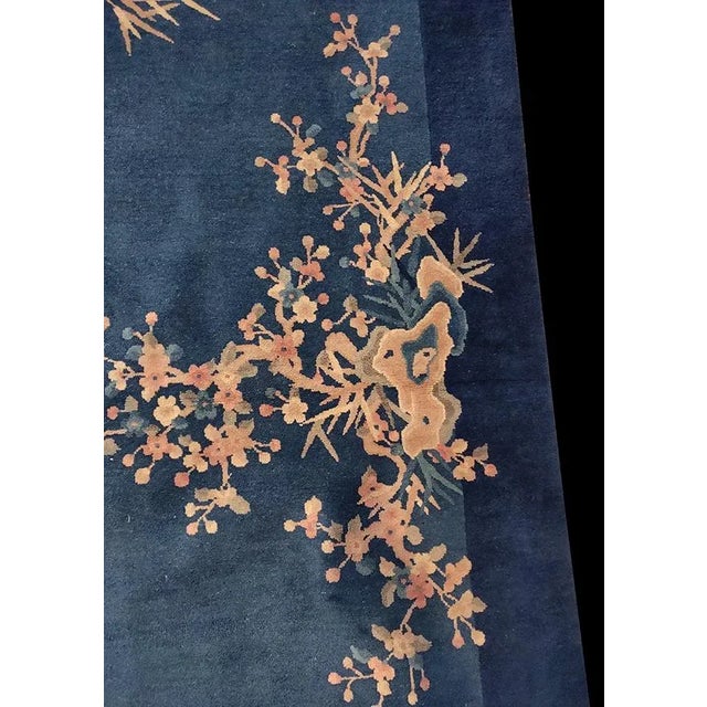 Cerulean 1925 Blue Multicolor Floral Antique Chinese Art Deco Rug 6'2"x8'10" Wool Carpet For Sale - Image 8 of 9